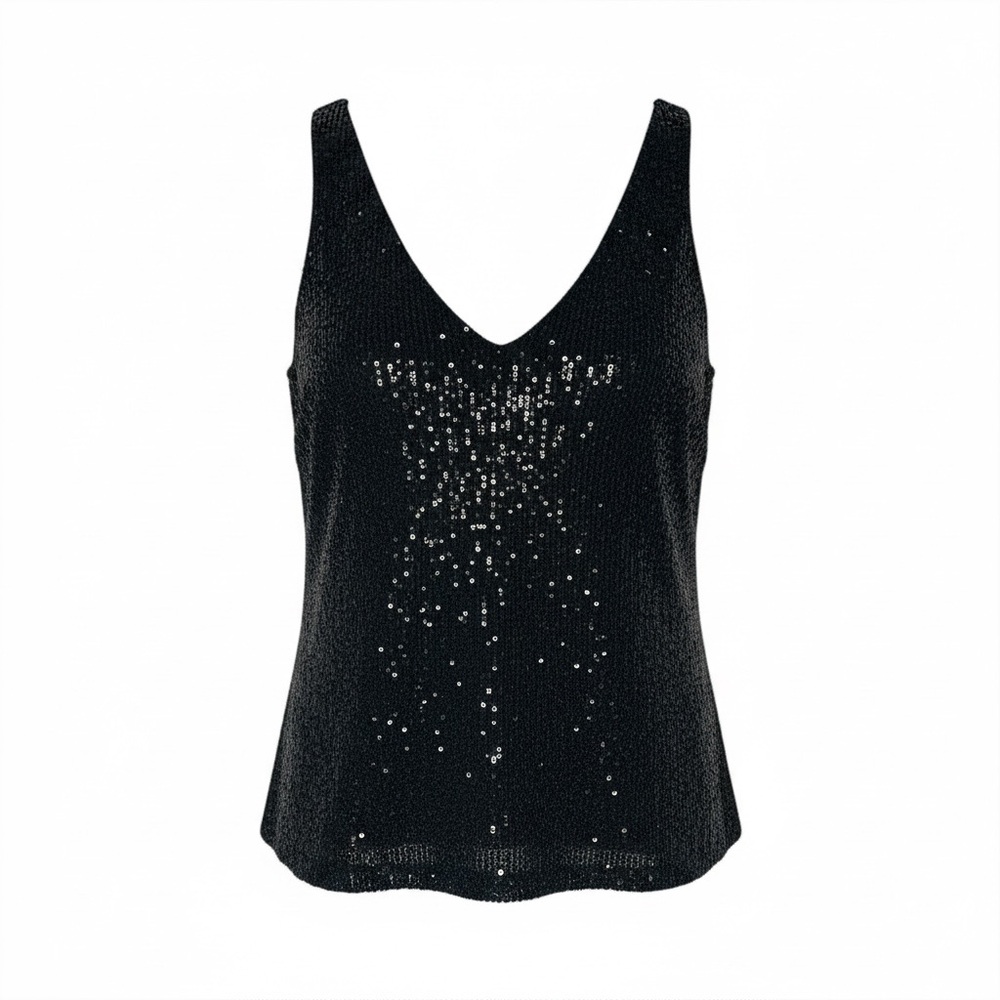 Shinestar Black Sequin Tank Top
